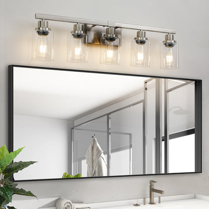 Modern Bathroom Vanity Light Fixture - Brushed Nickel Finish with Clear Glass Shades(No Bulbs)