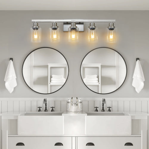 Modern Bathroom Vanity Light Fixture - Brushed Nickel Finish with Clear Glass Shades(No Bulbs)