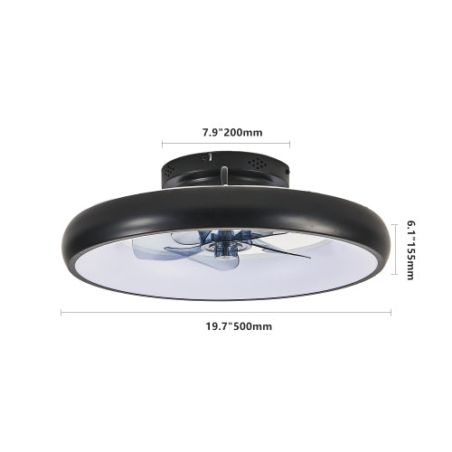 20-inch Black LED Ceiling Fan Light – Dimmable and Adjustable Color Temperature, APP & Remote Control, Modern Smart Ceiling Fan