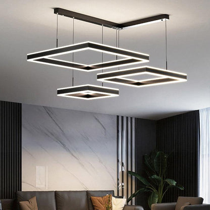 Tiered Black Square Chandelier