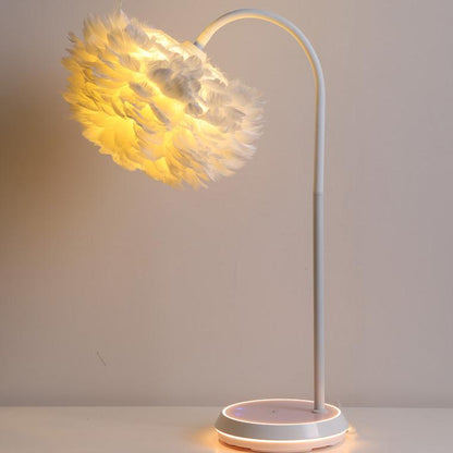 Dimmable Flexible Feather Night Lamp with Wireless Charger