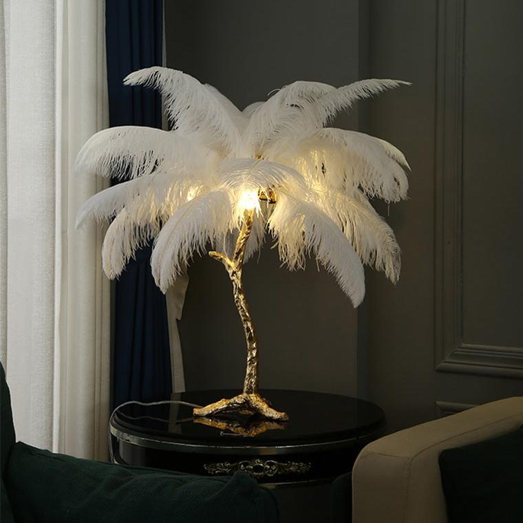 Feather Palm Tree Table Lamp