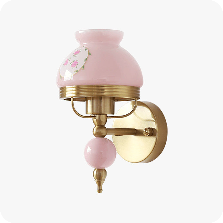 French Pink Glass Wall Sconce