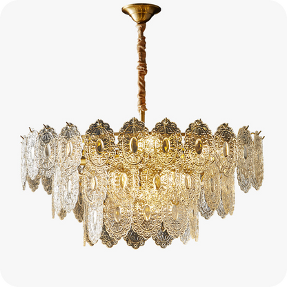 Tiered Textured Glass Chandelier