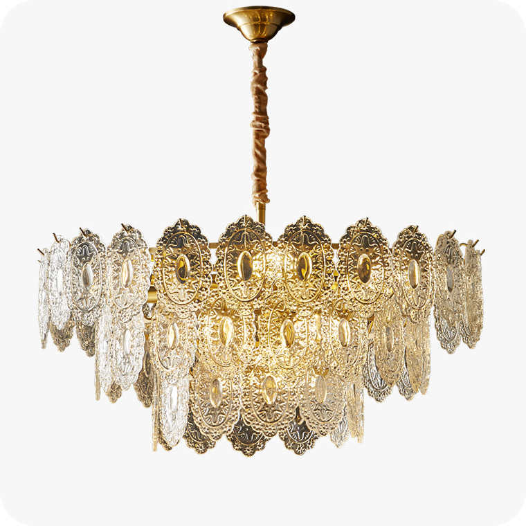 Tiered Textured Glass Chandelier