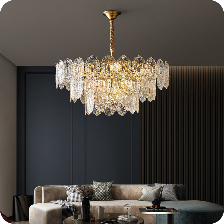 Tiered Textured Glass Chandelier