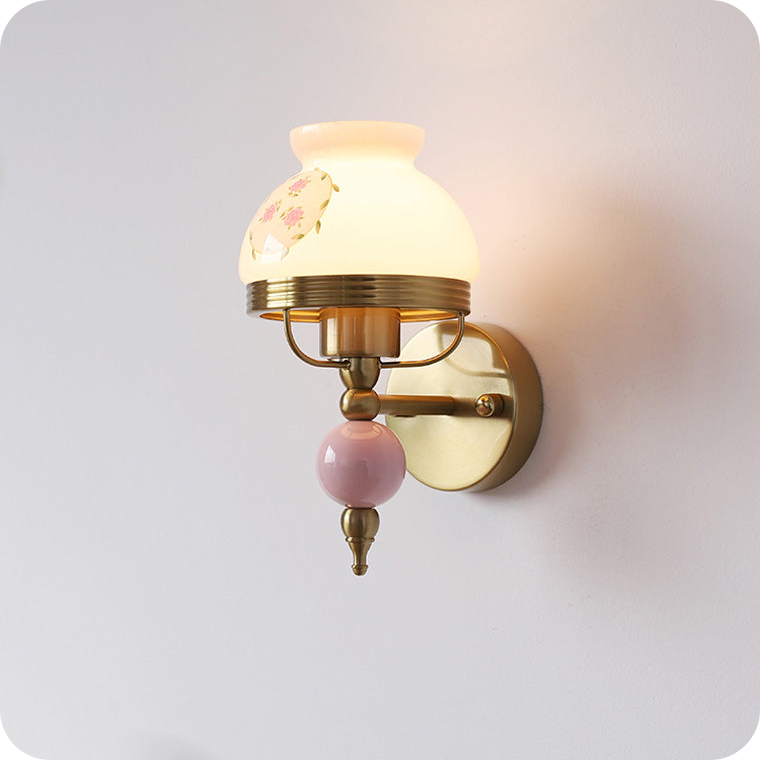 French Pink Glass Wall Sconce