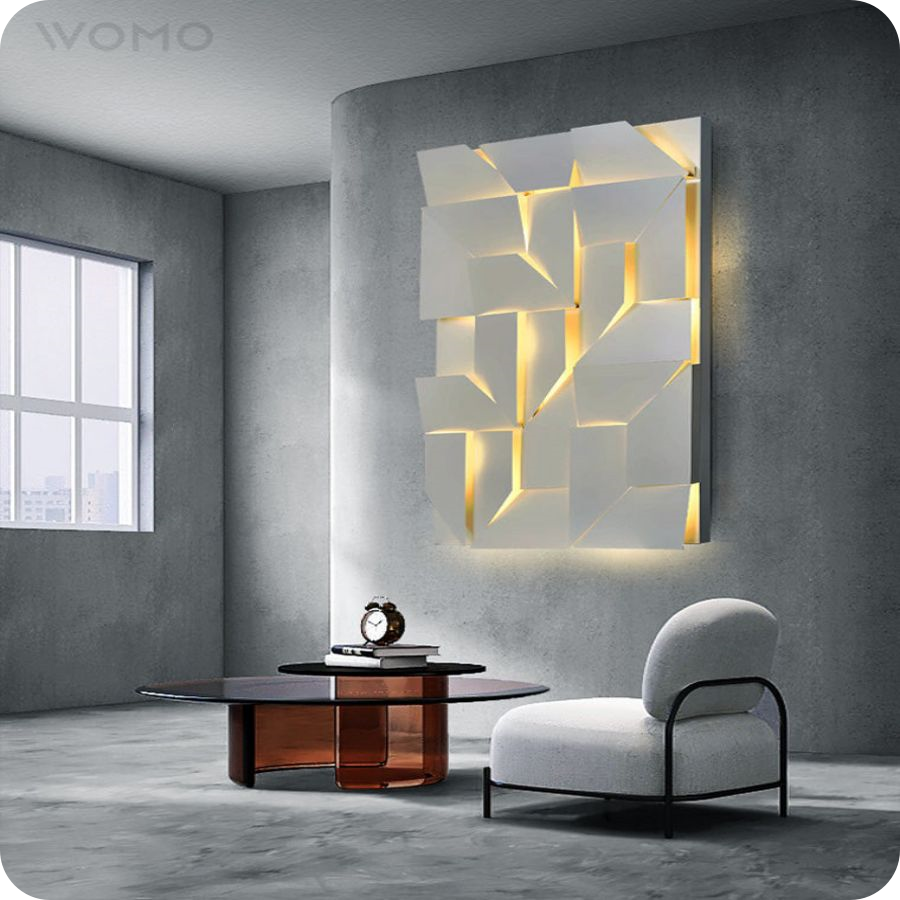 Rectangular Sculptural Art Wall Sconce