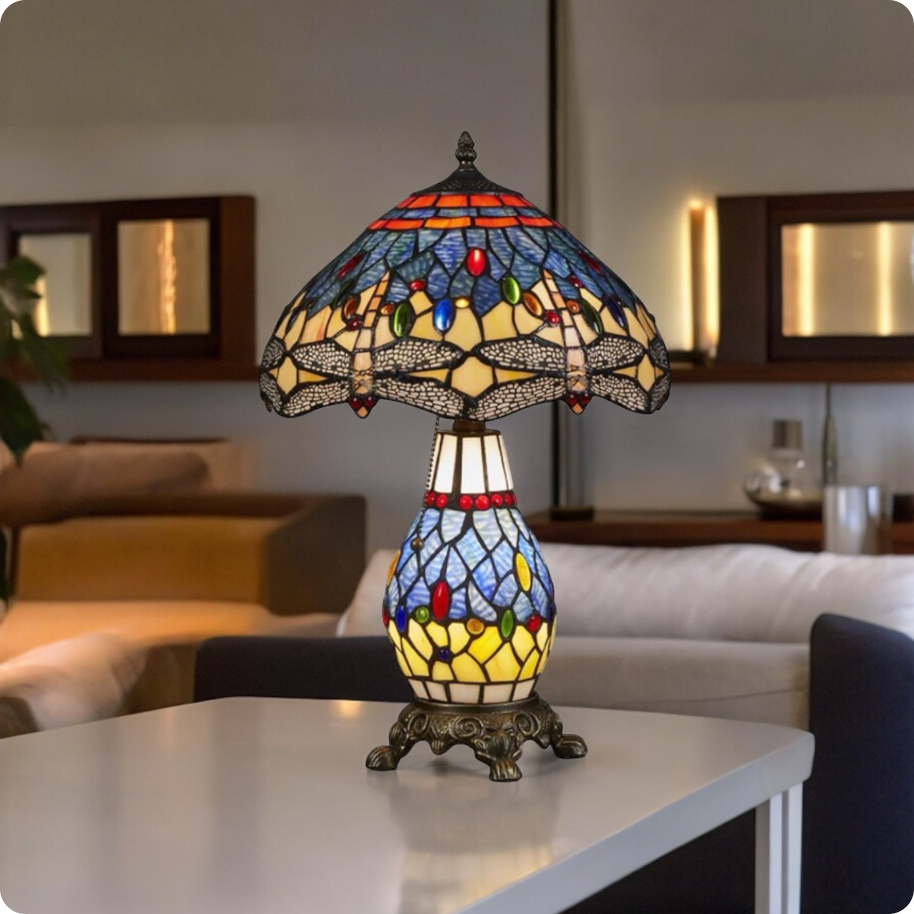 Amber Blossom Tiffany Table Lamp