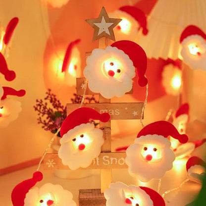 Guirlande lumineuse de Noël à LED en tissu peluche bonhomme de neige renne