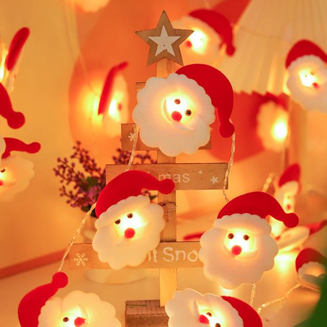 Guirlande lumineuse de Noël à LED en tissu peluche bonhomme de neige renne