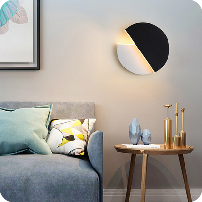 Adjustable Black & White Round Disc Wall Lamps