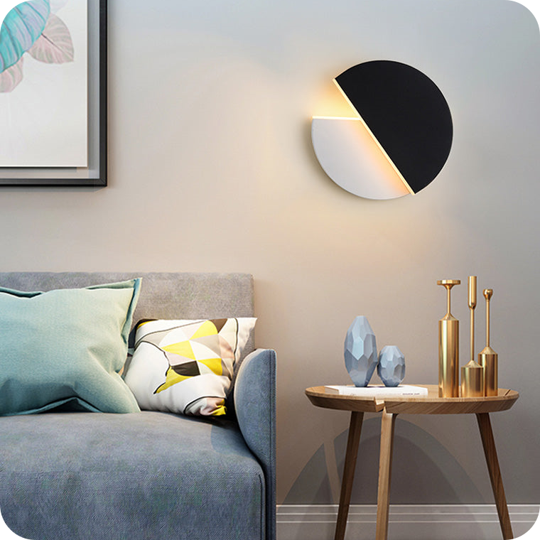 Adjustable Black & White Round Disc Wall Lamps