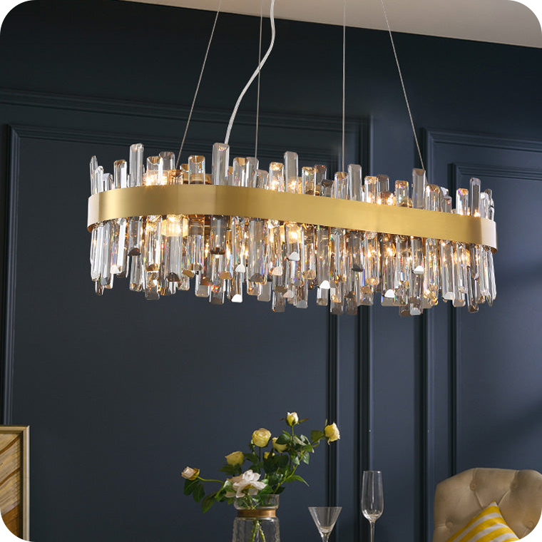 Long Oval Crystal Chandelier