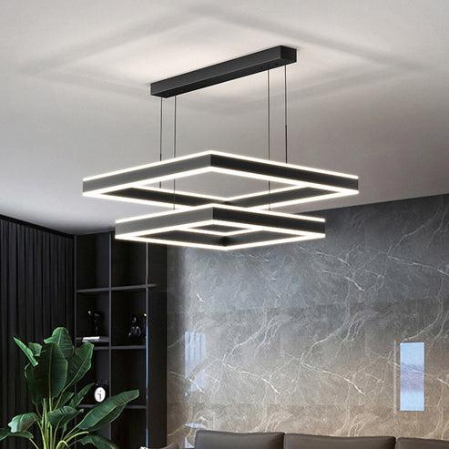 Tiered Black Square Chandelier