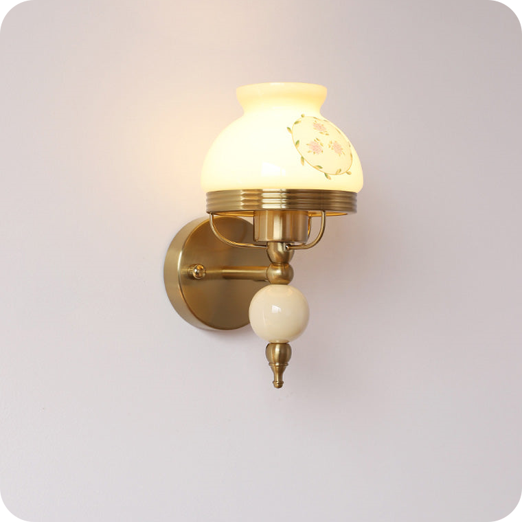 French Pink Glass Wall Sconce