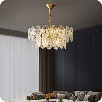 Tiered Textured Glass Chandelier