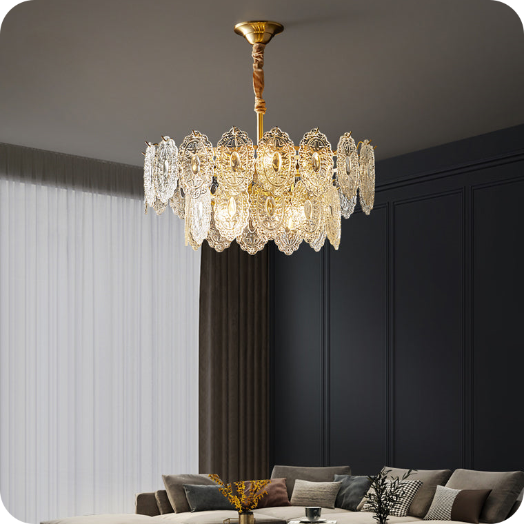 Tiered Textured Glass Chandelier