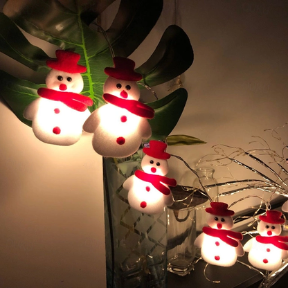 Guirlande lumineuse de Noël à LED en tissu peluche bonhomme de neige renne