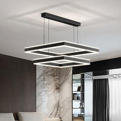 Tiered Black Square Chandelier