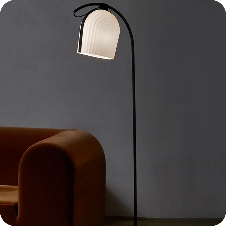 Pleated Arc Floor Lamp for Reading