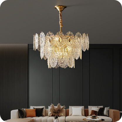 Tiered Textured Glass Chandelier