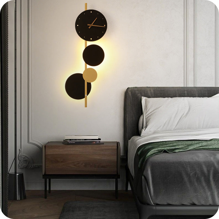 Sculptural Wall Clock with Led Light