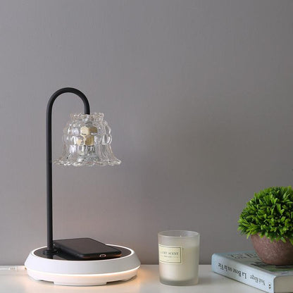 Dimmable Touch Small Glass Table Lamp with Wireless Charger