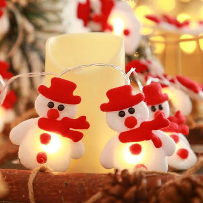 Guirlande lumineuse de Noël à LED en tissu peluche bonhomme de neige renne