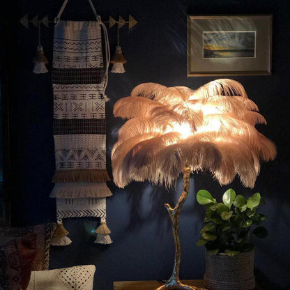 Feather Palm Tree Table Lamp