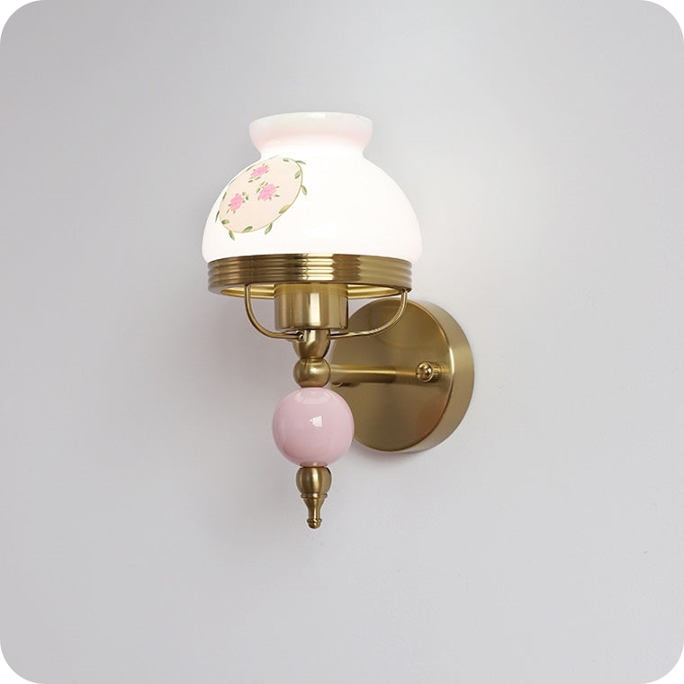 French Pink Glass Wall Sconce