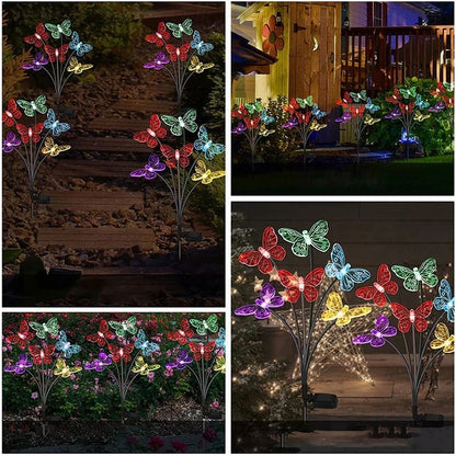 Luces solares de mariposa para exteriores, 6 ledes, decorativas