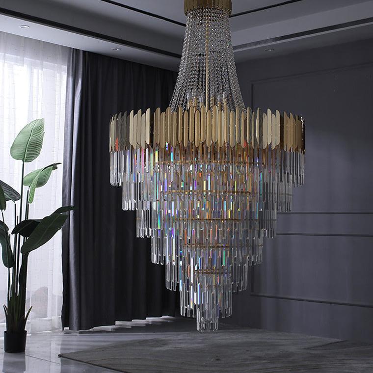 Tiered Gold Crystal Chandelier