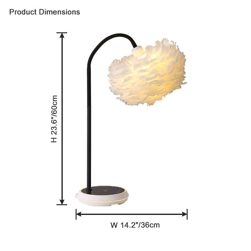 Dimmable Flexible Feather Night Lamp with Wireless Charger