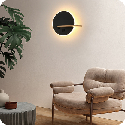 Round Accent Wall Sconce with Shelf, Switch and USB