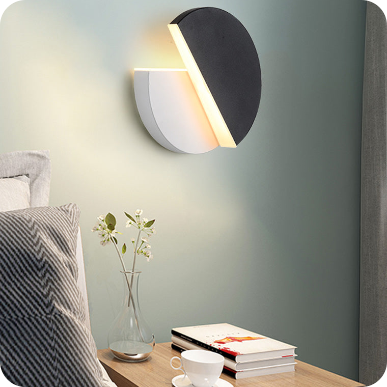 Adjustable Black & White Round Disc Wall Lamps