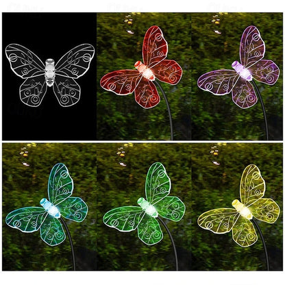 Luces solares de mariposa para exteriores, 6 ledes, decorativas