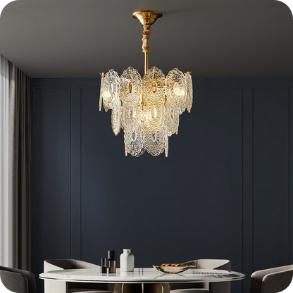 Tiered Textured Glass Chandelier