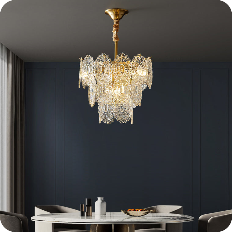 Tiered Textured Glass Chandelier