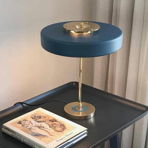 Mid-Century Round Table Lamp with Pull Chain