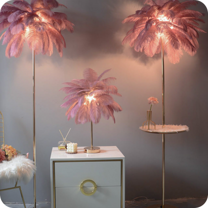 Feather Palm Tree Floor Lamp with Tray