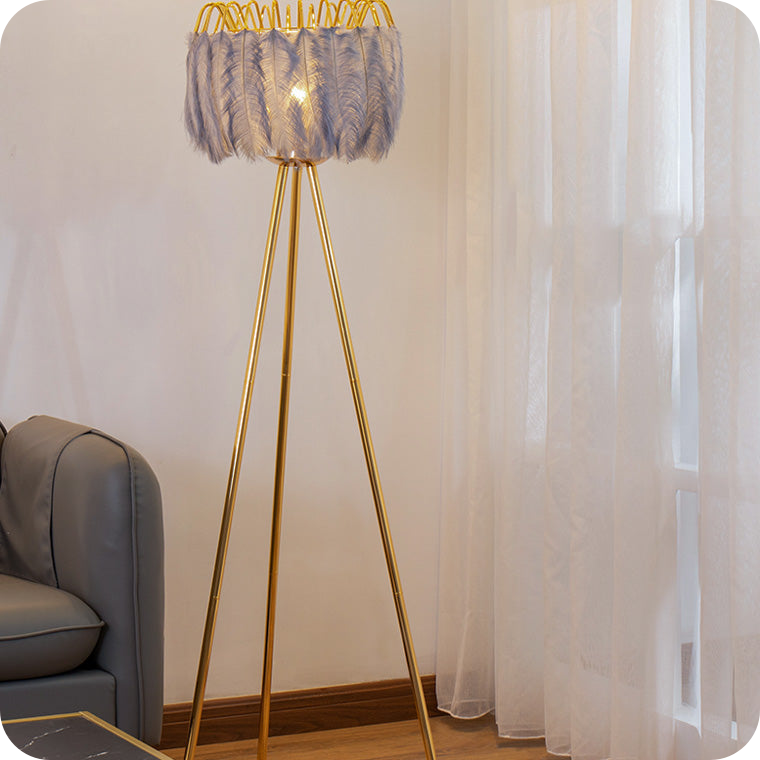 Tripod Feather Floor Lamp