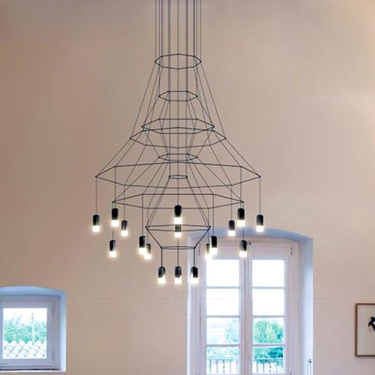 Wire Tiered Sculptural Chandelier