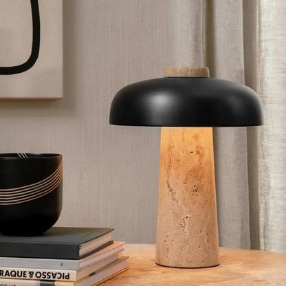 Mushroom Travertine Table Lamp