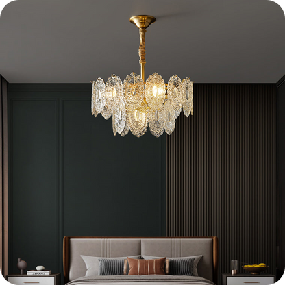 Tiered Textured Glass Chandelier