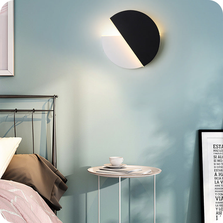 Adjustable Black & White Round Disc Wall Lamps