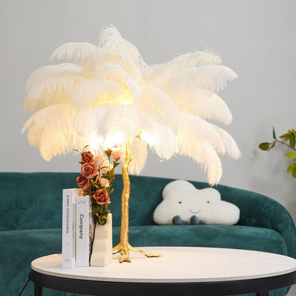 Feather Palm Tree Table Lamp