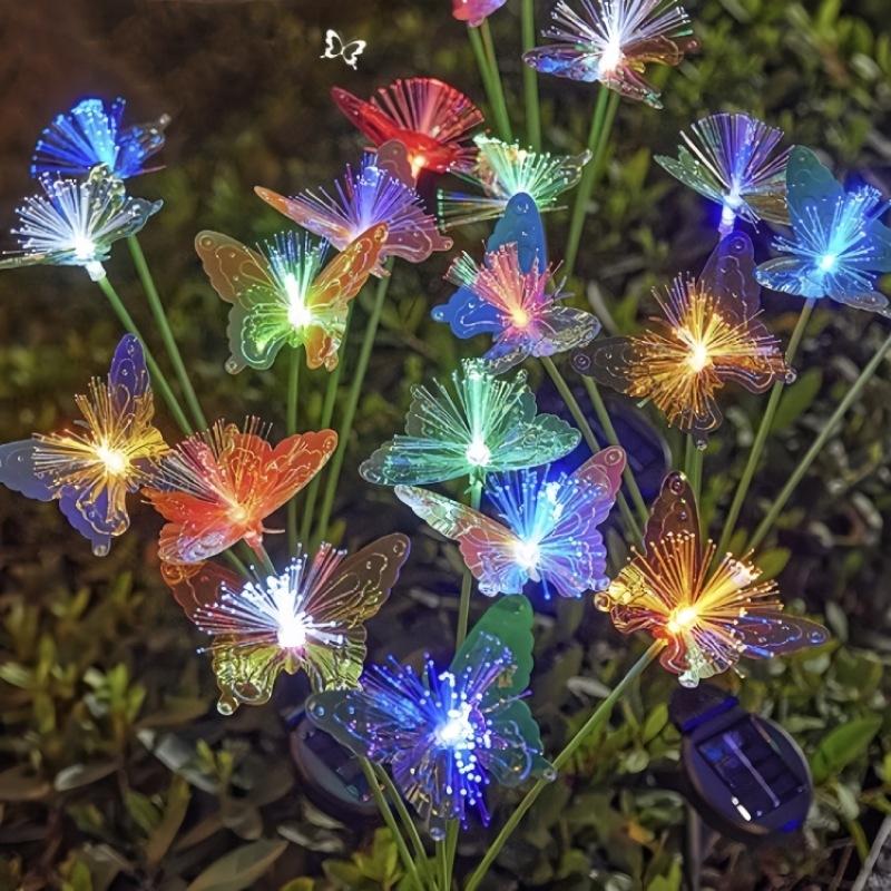 Solar colorful optical fiber butterfly lawn lamp