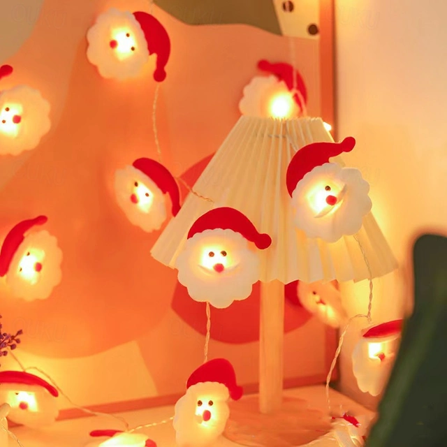 Guirlande lumineuse de Noël à LED en tissu peluche bonhomme de neige renne