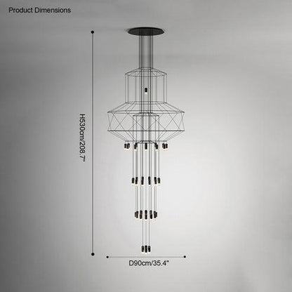 Wire Tiered Sculptural Chandelier